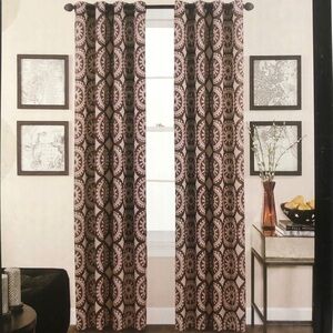 New 𝅺ESPRIT grommet Window Panels Drapes set brown print Retro style new